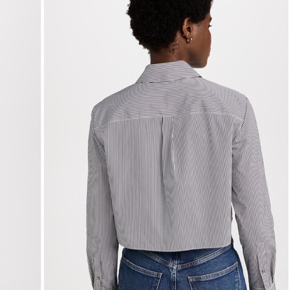 ZARA Black and White Striped Cropped Shirt (Size Large) NEW WITH TAG! - Picture 3 of 7